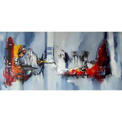 WAENA – Peinture abstraite contemporaine 40x80 – Virginie Segers