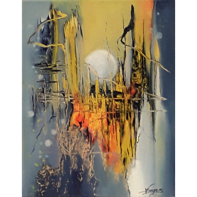 HIKARI – Peinture abstraite contemporaine 40x80 – Virginie Segers