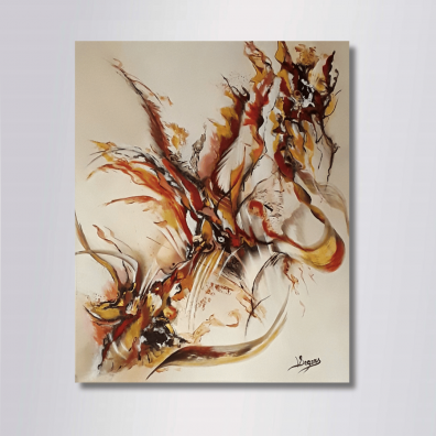 Peinture Abstraite 38x46 Ocre Rouge Jaune - VILKATIS | V. Segers