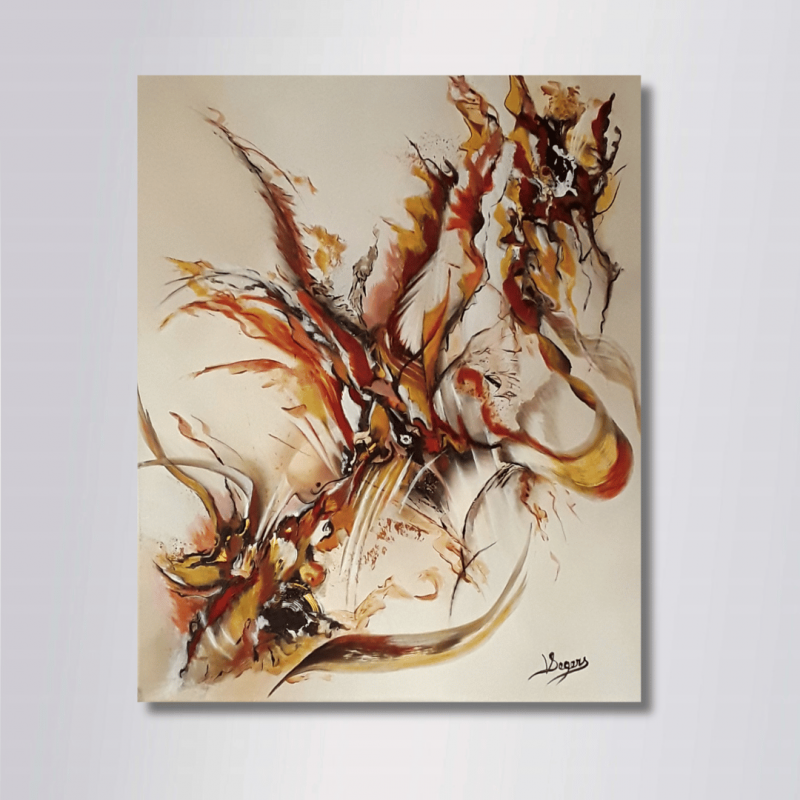 Peinture Abstraite 38x46 Ocre Rouge Jaune - VILKATIS | V. Segers