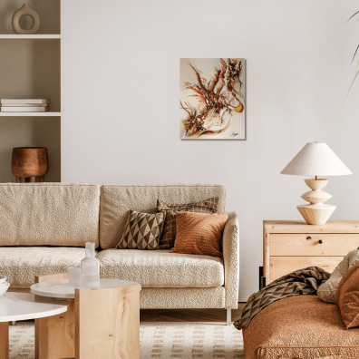 Peinture Abstraite 38x46 Ocre Rouge Jaune - VILKATIS | V. Segers