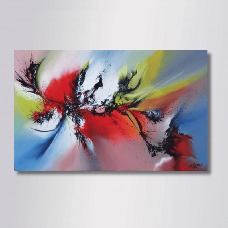 LYRA 61x38 - Tableau Abstrait Multicolore Dynamique | Virginie Segers