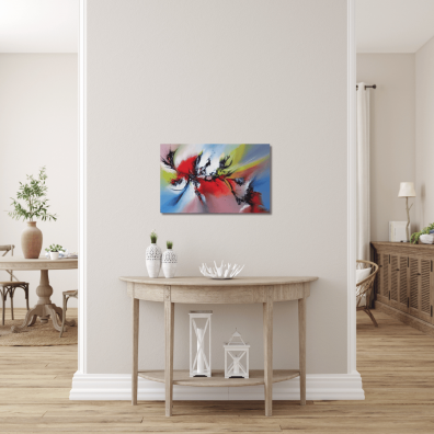 LYRA 61x38 - Tableau Abstrait Multicolore Dynamique | Virginie Segers