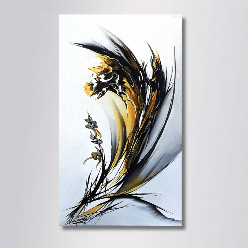 ZENA 24X41 - Tableau Abstrait Noir et ocre jaune Élégant | V Segers