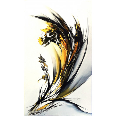 ZENA 24X41 - Tableau Abstrait Noir et ocre jaune Élégant | V Segers
