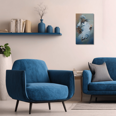 ENYA 27x46 - Tableau Abstrait Bleu vert Apaisant | Virginie Segers