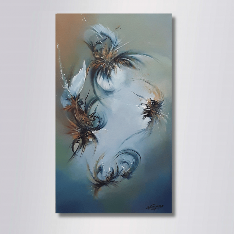 ENYA 27x46 - Tableau Abstrait Bleu vert Apaisant | Virginie Segers