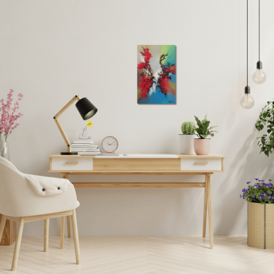 GAIA 27x41 - Tableau Abstrait Multicolore Vibrant | Virginie Segers