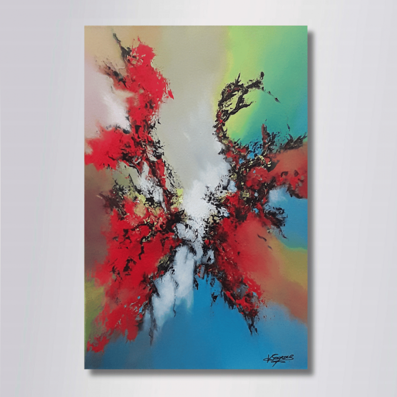 GAIA 27x41 - Tableau Abstrait Multicolore Vibrant | Virginie Segers