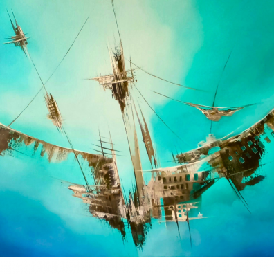 Tableau Abstrait WAYRA 100x65  Art Contemporain de Virginie Segers
